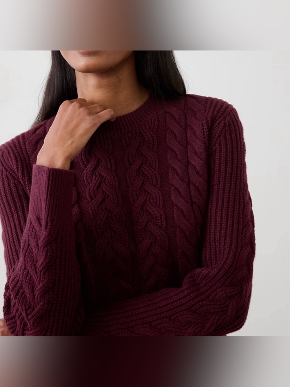 MWT Banana Republic Cable Knit Crewneck Sweater - Wine